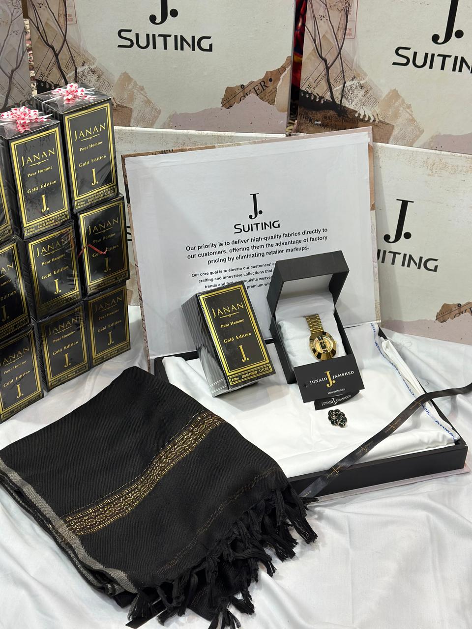 WINTER WASH N WEAR J. SUIT+ J.WHOOL SHWAL+PREMIUM WATCH AND SPECIAL J. PERFUME (WHITE