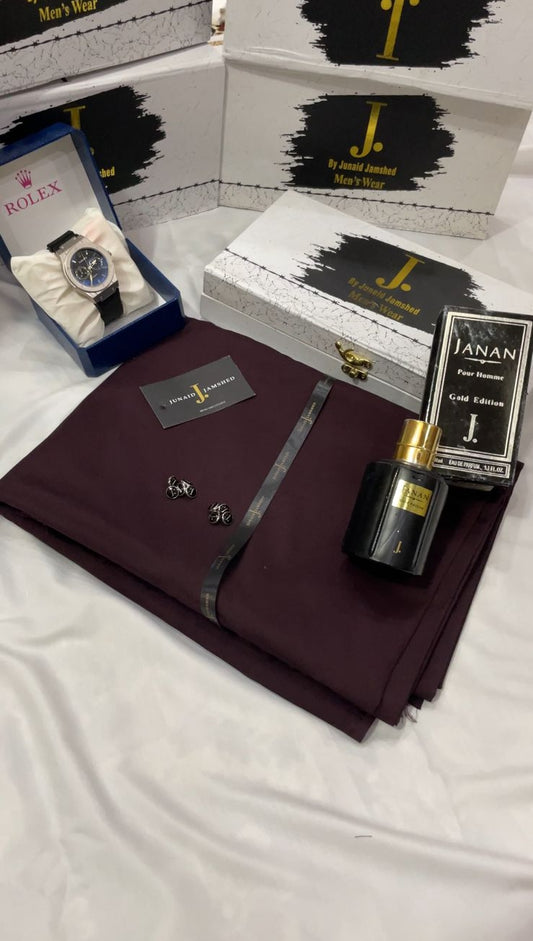 DEAL BOX  J.suit+Rolex Watch+J. PERFUME (MEHROON)